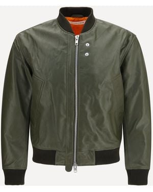 sunflower Leather Aviator Jacket - Green