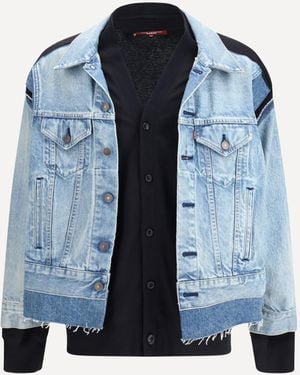 Junya Watanabe Giacca Denim Con Cardigan - Blu