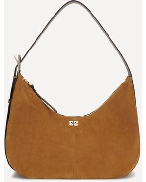 Ganni Suede Vegan Shoulder Bag - Brown