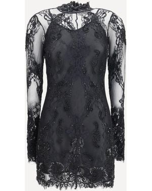 Blumarine Embroidered Lace Mini Dress - Blue