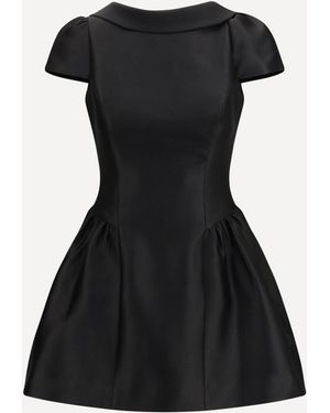 Self-Portrait Dress Short Taffeta With Collar - Black