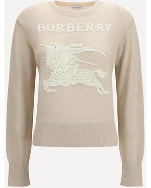 Burberry Ekd Cotton-Wool Jumper - Natural