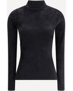 Versace Chenille Top With Half Nec - Blue