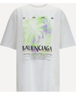 Balenciaga Printed Cotton T-Shirt - White