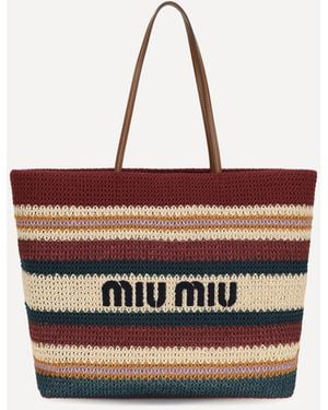 Miu Miu Raffia Tote Bag - White