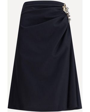 Dries Van Noten Gonna Sovora Midi Con Dettaglio Laterale Gioiello - Blu