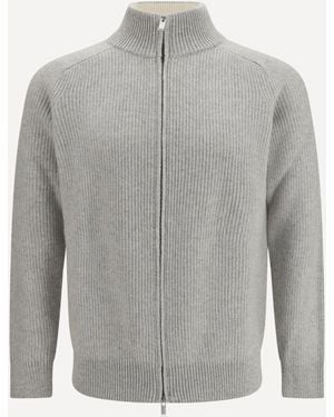 Lardini Wool And Cashmere Zip Sweater - Gray