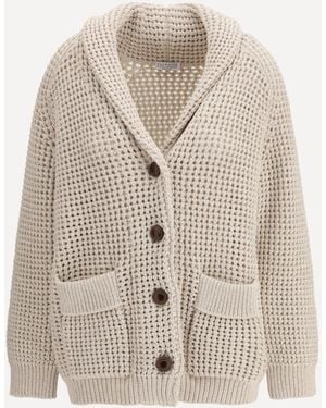 Brunello Cucinelli Cotton Feather Cardigan - Natural