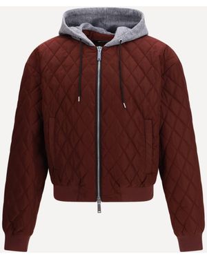 DSquared² Quilted Hooded Bomber Jacket - Red
