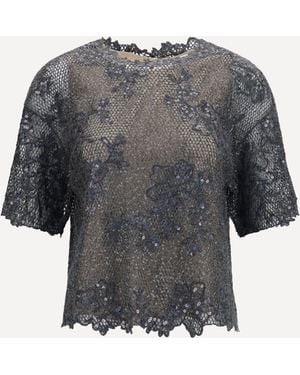 Brunello Cucinelli Sequined Crewneck Top - Gray