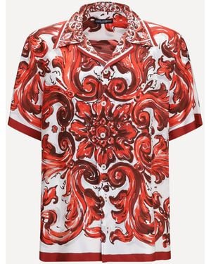 Dolce & Gabbana Maiolica Print Hawaii Shirt - Red