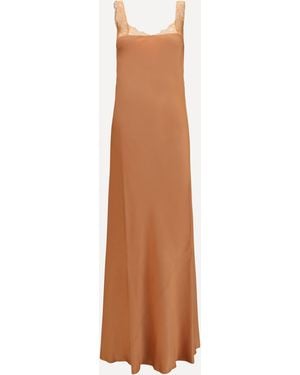 forte_forte Forte_Forte Satin Maxi Dress With Lace Trims - White