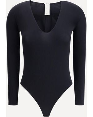 Wolford V-Neck Bodysuit - Blue