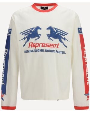 Represent Mesh Pegasus Long Sleeve T-Shirt - White