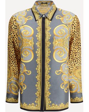 Versace Silk Cheetah Foulard Shirt - Metallic