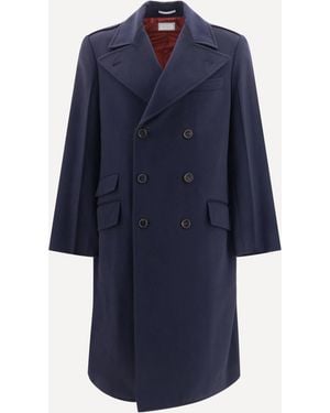 Brunello Cucinelli Double-Breasted Wool Coat - Blue