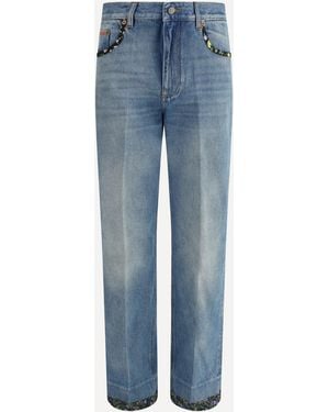 Valentino Jeans With Floral Details in Blue | Lyst