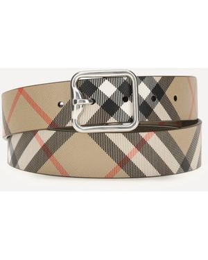 Burberry Reversible B Buckle Check Belt - Natural