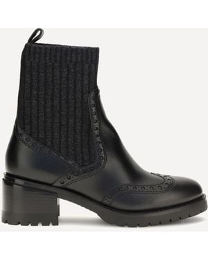 Santoni Ferret Leather Boots - Black