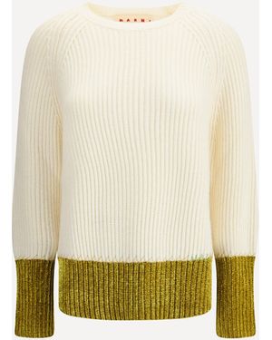 Marni Color Block Wool Sweater - Natural