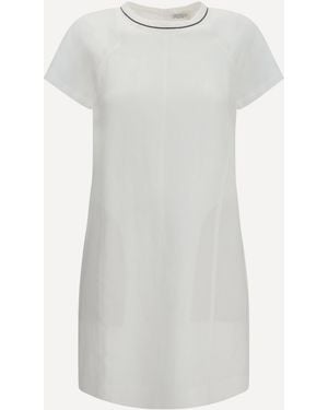 Brunello Cucinelli Midi Linen Dress - White