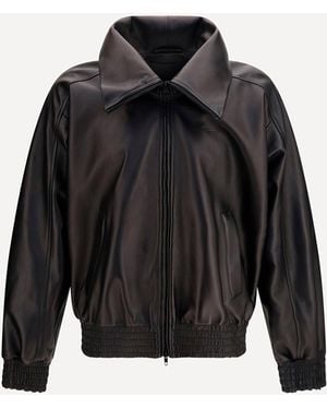 Balenciaga High-Neck Leather Jacket - Black