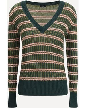 Etro Striped Wool Sweater - Green