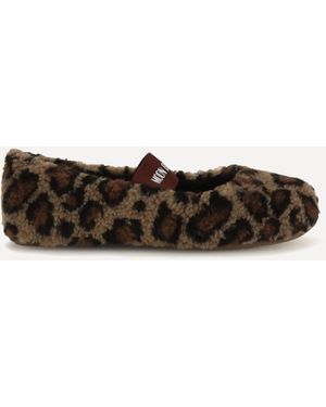 Moon Boot Leopard Teddy Ballerinas - White