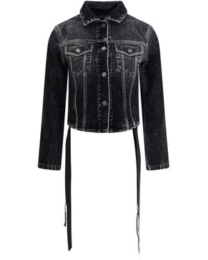 Balenciaga Giacca Denim Con Nastri - Nero