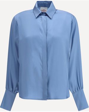 Crida Milano Feltre Silk Shirt - Blue