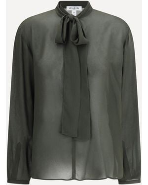 Alaïa Lavallière Neckline Blouse - Green