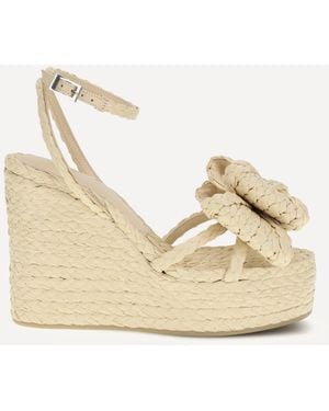 Mach & Mach Le Cadeau Raffia Wedge Sandals - Natural