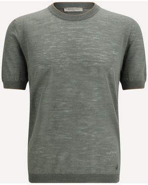 Brooksfield Short-Sleeved Linen Blend Shirt - Grey