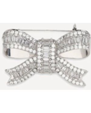 Self-Portrait Crystal Bow Brooch - White