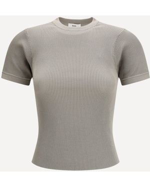 Rier Short-Sleeve Ribbed T-Shirt - Grey