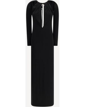 Marine Serre Draped Jersey Long Dress - Black