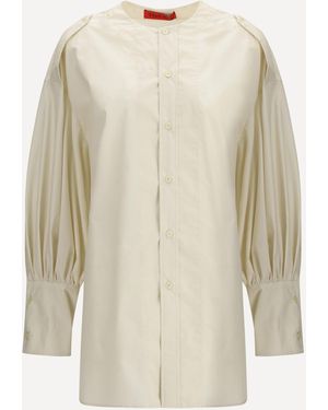 THE LATEST Cher Poplin Fermo Shirt - Natural