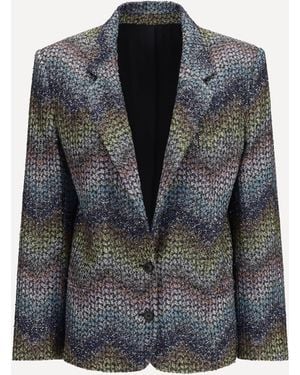 Missoni Single-Breasted Lamé Viscose Blazer - Black