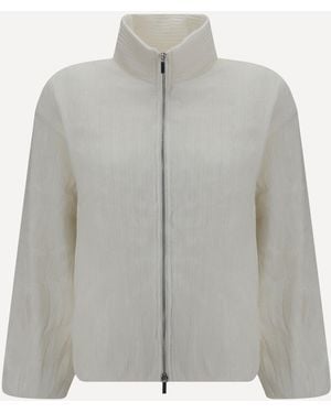 GONGDID DESIGN Jacket Short Padded Jacket With Striped Fabric - Grey