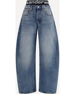 Alexander Wang Jeans Con Cintura A Strati E Logo - Blu