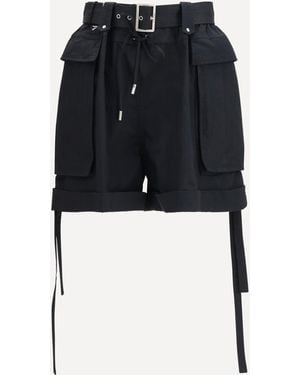McQueen Cotton Shorts With Belt - Black