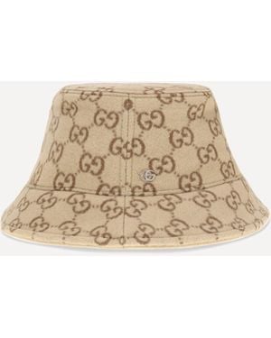 Gucci Gg Jacquard Wool Bucket Hat - Natural