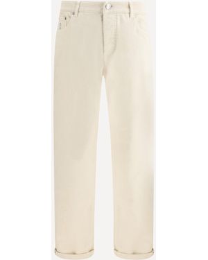 Brunello Cucinelli Jeans With Turn-Up Hem - Natural
