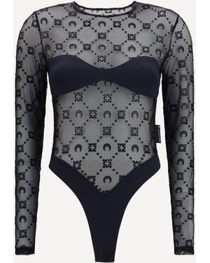 Marine Serre Mesh Body With Moon Motif - Grey