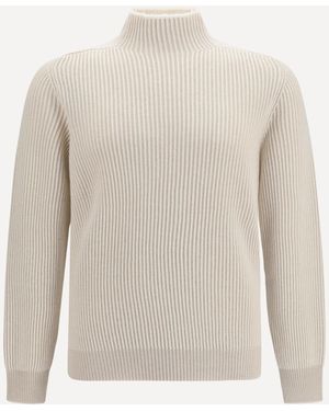 Brunello Cucinelli Cashmere Turtleneck Jumper - White