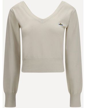 Vivienne Westwood Beatrice V-Neck Jumper - White
