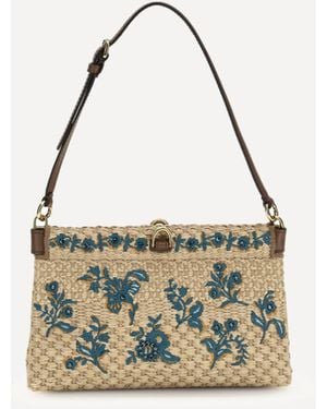 Etro Floral-Embroidered Clutch Bag - Metallic