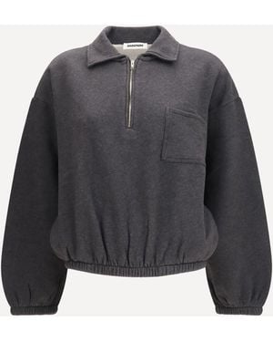 DARKPARK Alva Crop Zip-Up Sweatshirt With Pocket - Gray
