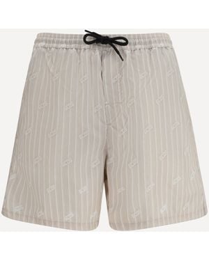 Gcds Striped All-Over Logo Swim Shorts - White