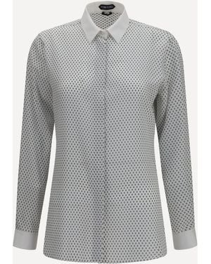 Tom Ford Diamond Print Silk Crêpe De Chine Shirt - Gray